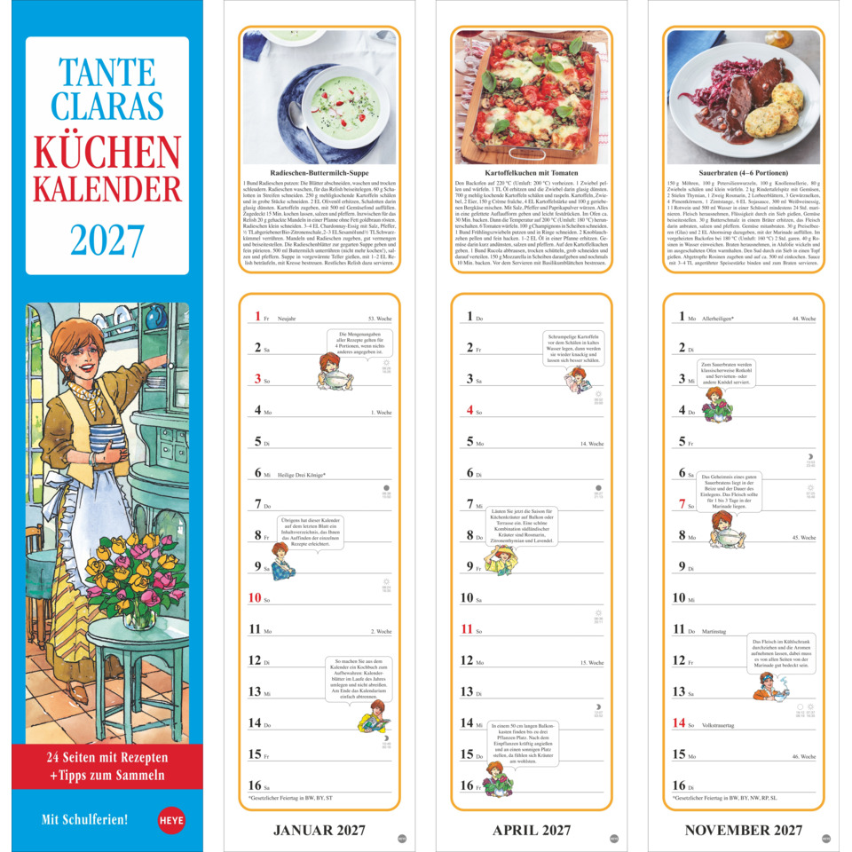 Kalender, Küche, Rezeptkarten, Tante Clara, 2027