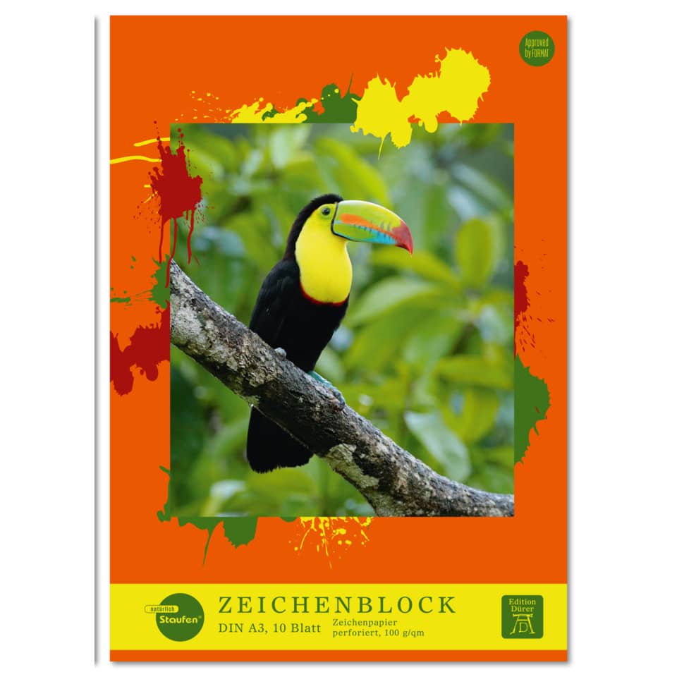 tukan, papagei, gefieder, aufrecht, kunstpapier