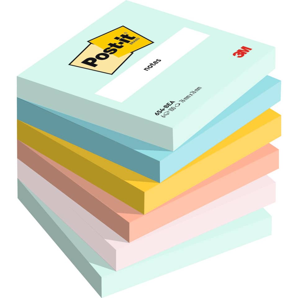 Post-it Notizen, Notizblock, Sticky Notes, Pastellfarben, 6 Stück