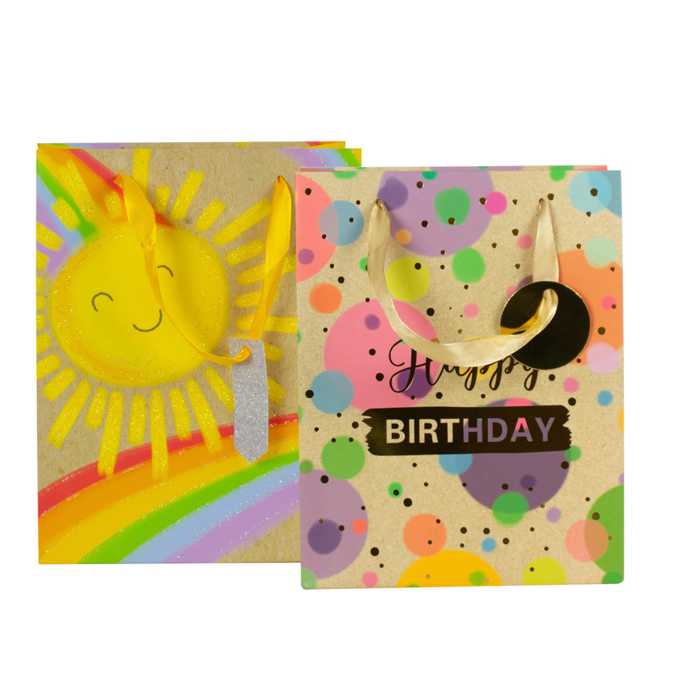 Birthday bag, Gift bag, Colorful, Sonne Illustration, Schleifenhenkel