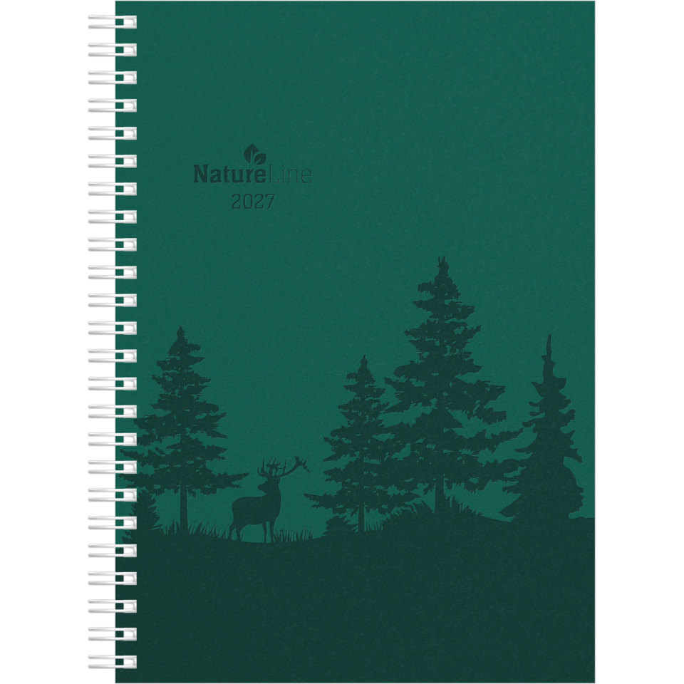 Notizbuch, Spiralbindung, Waldsilhouette, Natur Grün, Jahreskalender 2027
