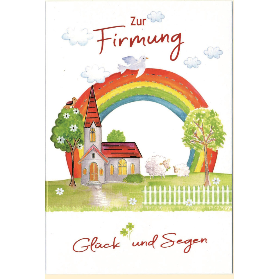 Kirche, Regenbogen, Himmel, Gras, Zaun