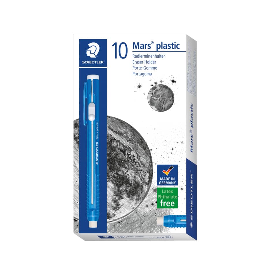 Grade Eraser Holder, Plastic Eraser, Blue Pen, Mars plastic, Made in Germany