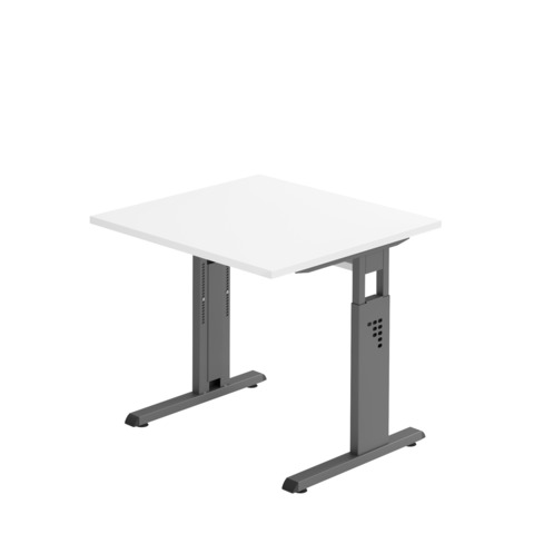 Schreibtisch C-Fuß - 80 x 65-85 x 80 cm, höhenverstellbar, weiß/graphit HAMMERBACHER MONT.VOS08/W/G