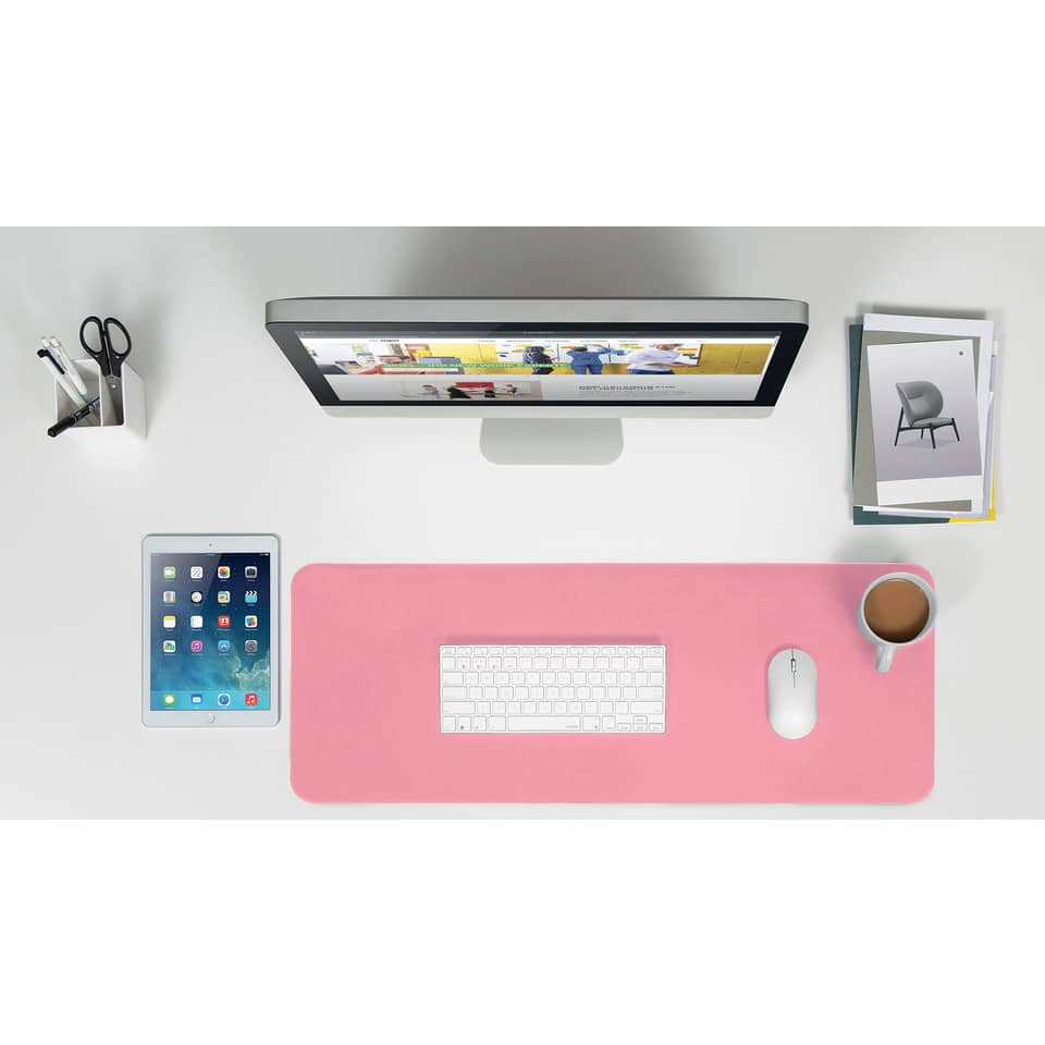 Schreibtisch, Arbeitsplatz, rosa Matte, Tastatur, Computer-Setup