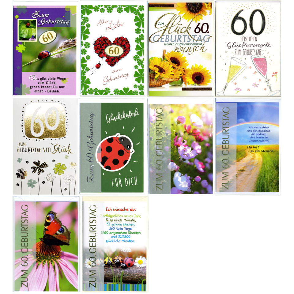 Geburtstag, 60, Karte, Blumen, Fröhlich