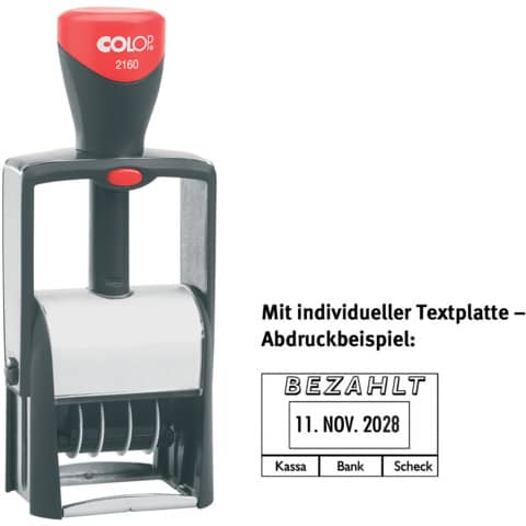 Selbstfärbestempel mit Platte, Datum + 2 Zeilen   individuell COLOP 2160P