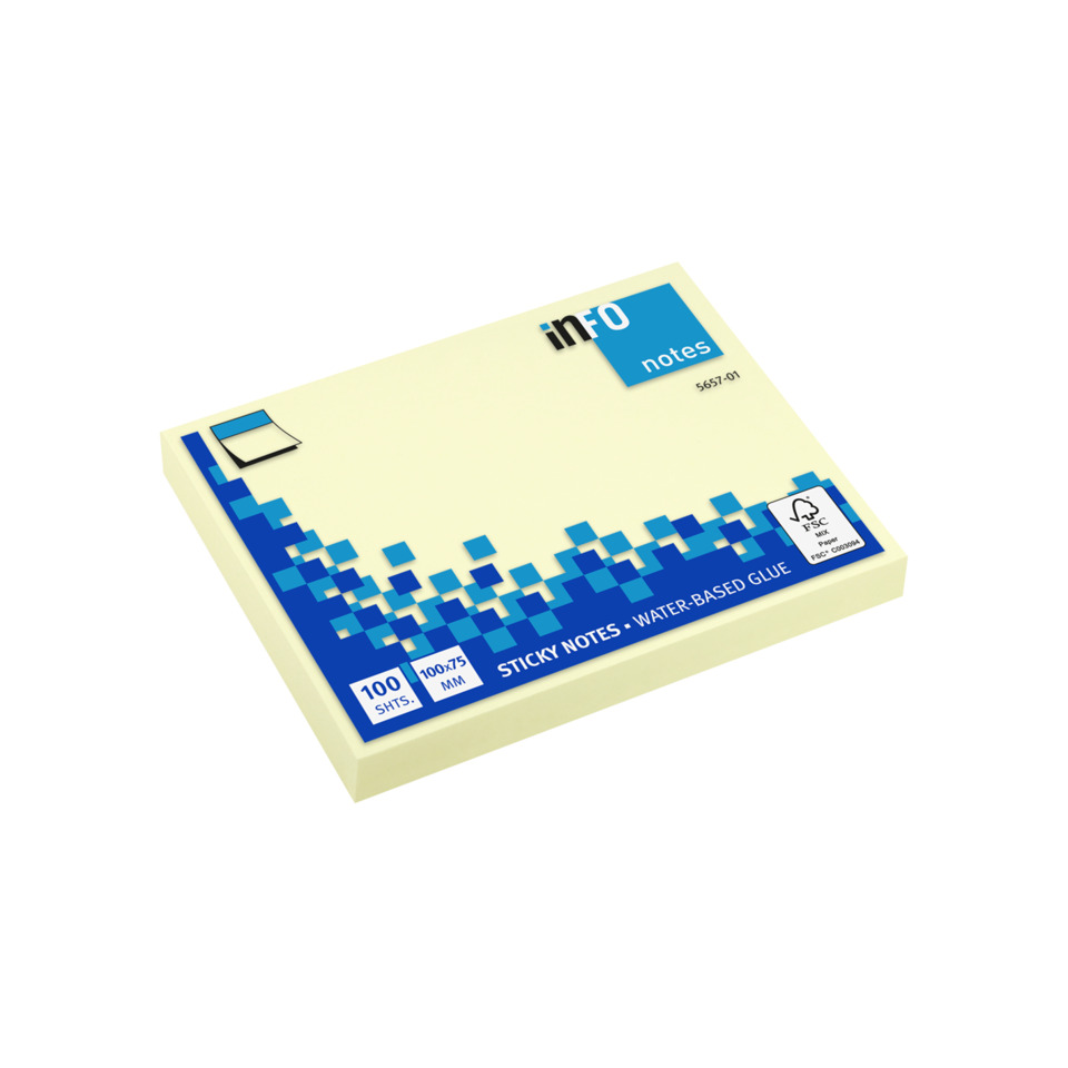 Sticky notes, Notizblock, Wasserbasierter Kleber, 100 Blätter, Notizblock Größe
