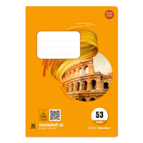 Vokabelheft, A5, 80g/m², 32 Blatt, Lin53, liniert, orange STAUFEN STYLE 040532053