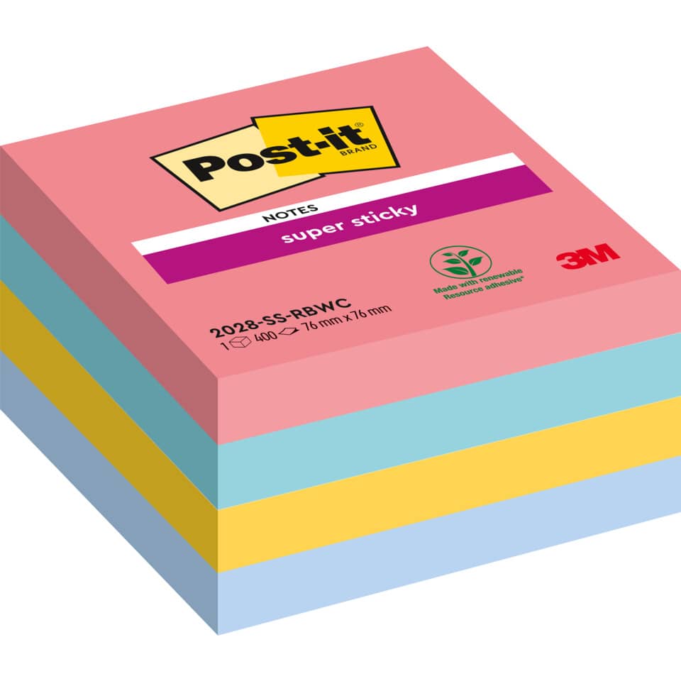 Post-it Notizen, Haftnotizen, Notizblock, Form quadratisch, Mehrfarbig