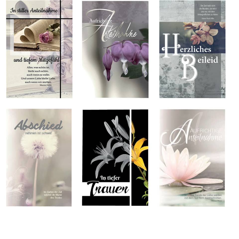 Blumenbild, Trauergestaltung, Gedenkkarte, Totenkarten, Florales Motiv
