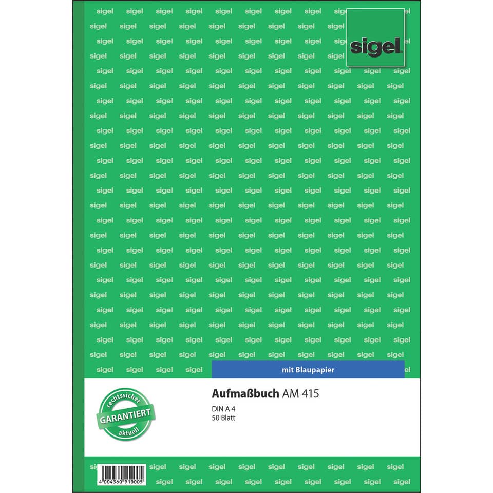 Aufmaßbuch, DIN A4, 50 Blatt, Blaupapier, sigel