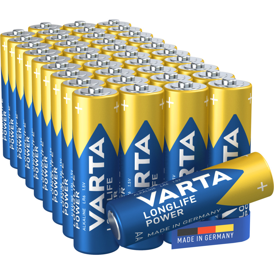AA-Batterien, Alkalin, Langlebig, Power, Hergestellt in Deutschland