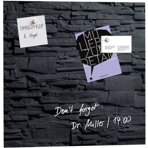 Glas-Magnettafel Artverum, 48x48cm, Design Schiefer-Stone SIGEL GL169