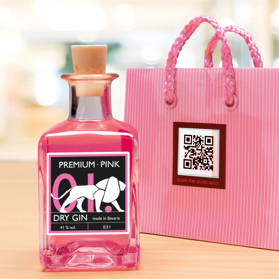 rosa Flasche, Gin-Flasche, Dry Gin, Premium Pink, Geschenketasche