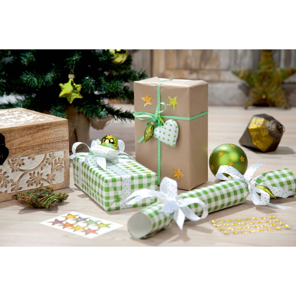Geschenke, Weihnachten, Geschenkverpackung, Grün, Stoffband
