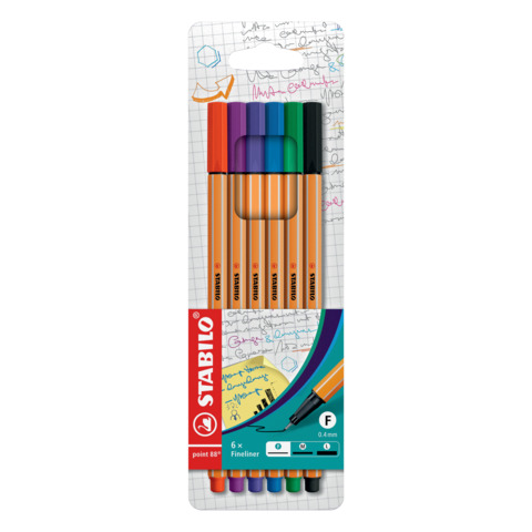 Fineliner point 88® Etui, mit 6 Stiften STABILO 88/6