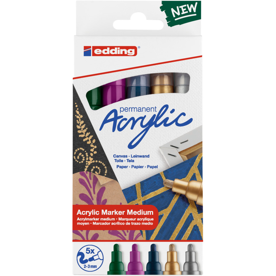 Acrylic, Marker, Medium, Set, Verschiedene Farben, Acrylic-Marker, Mittel, Set, Permanent, Marker