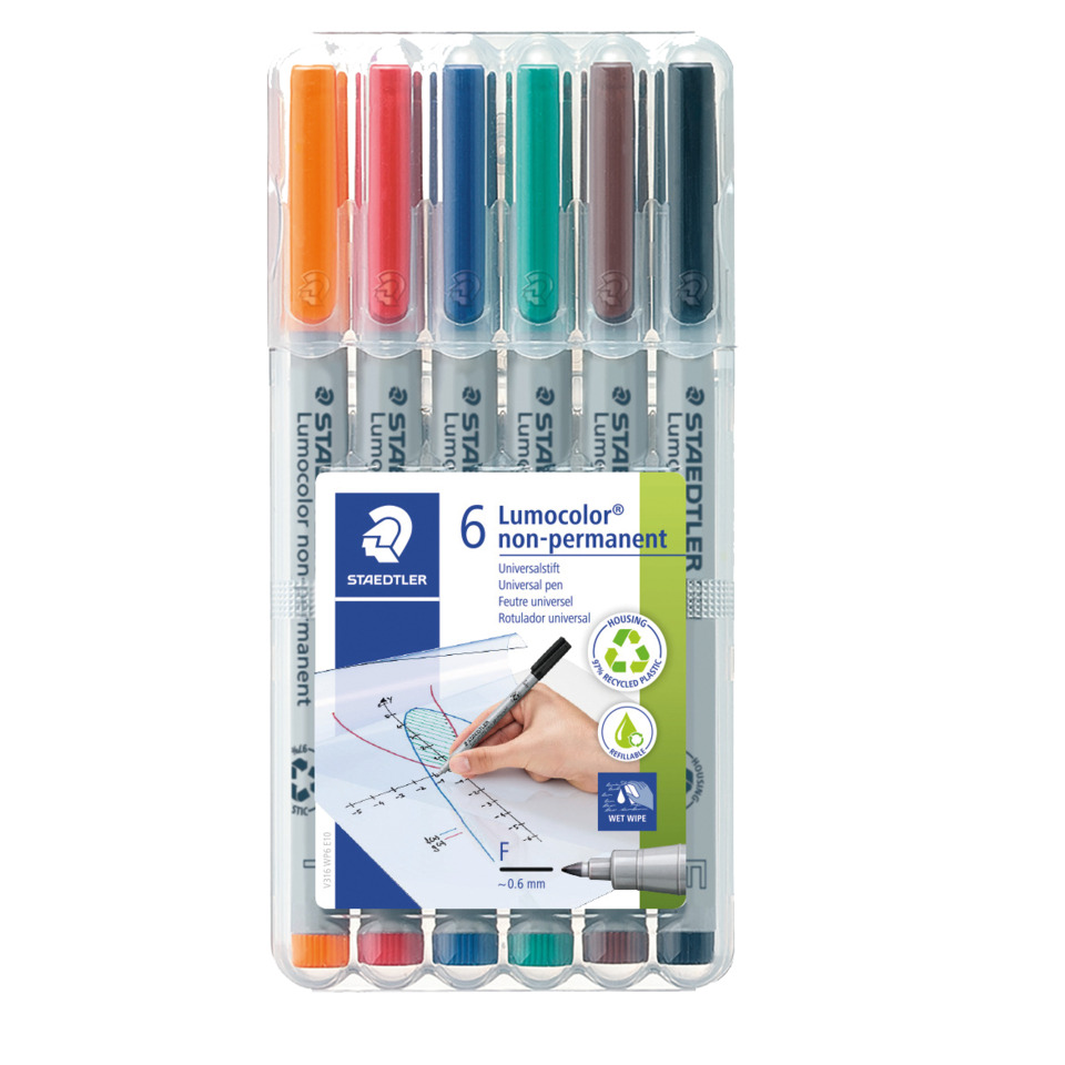 Stiftset, Lumoscolor, nicht permanent, Marker-Set, 6er Pack