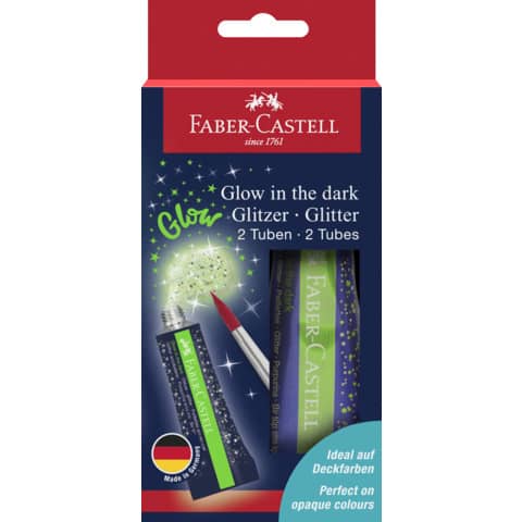 Glitterglue Glitzer Glow in the Dark, 2x12ml FABER CASTELL 125092