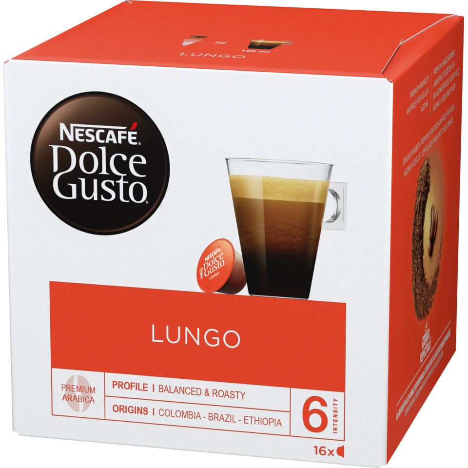 Kaffeekapseln, Dolce Gusto, Lungo, Kaffee, Intensität 6, Nescafé Dolce Gusto, Lungo, Kapseln, Kaffee, Intensität 6