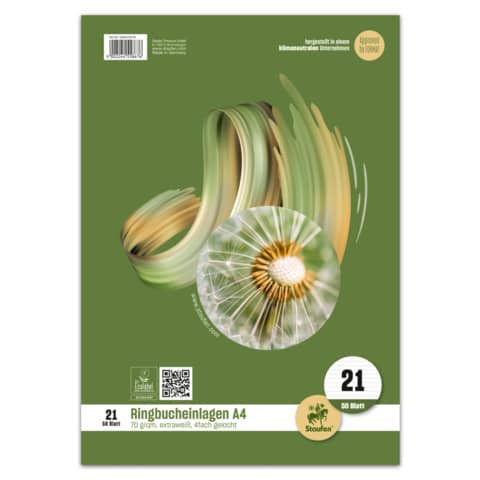 Ringbucheinlage, A4, 70g/m², 50 Blatt, Lin.21, liniert STAUFEN STYLE 040470010
