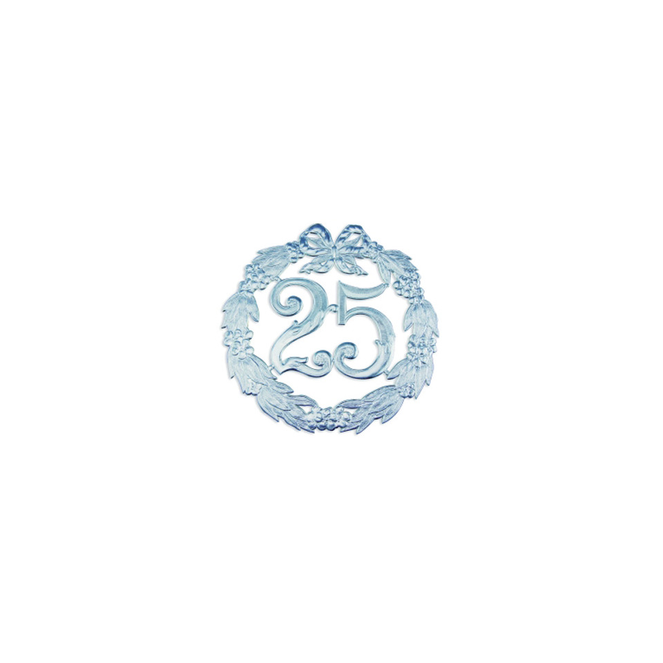 Zahl 25, Silberring, Blätterkranz, Gussfigur, Dekoration