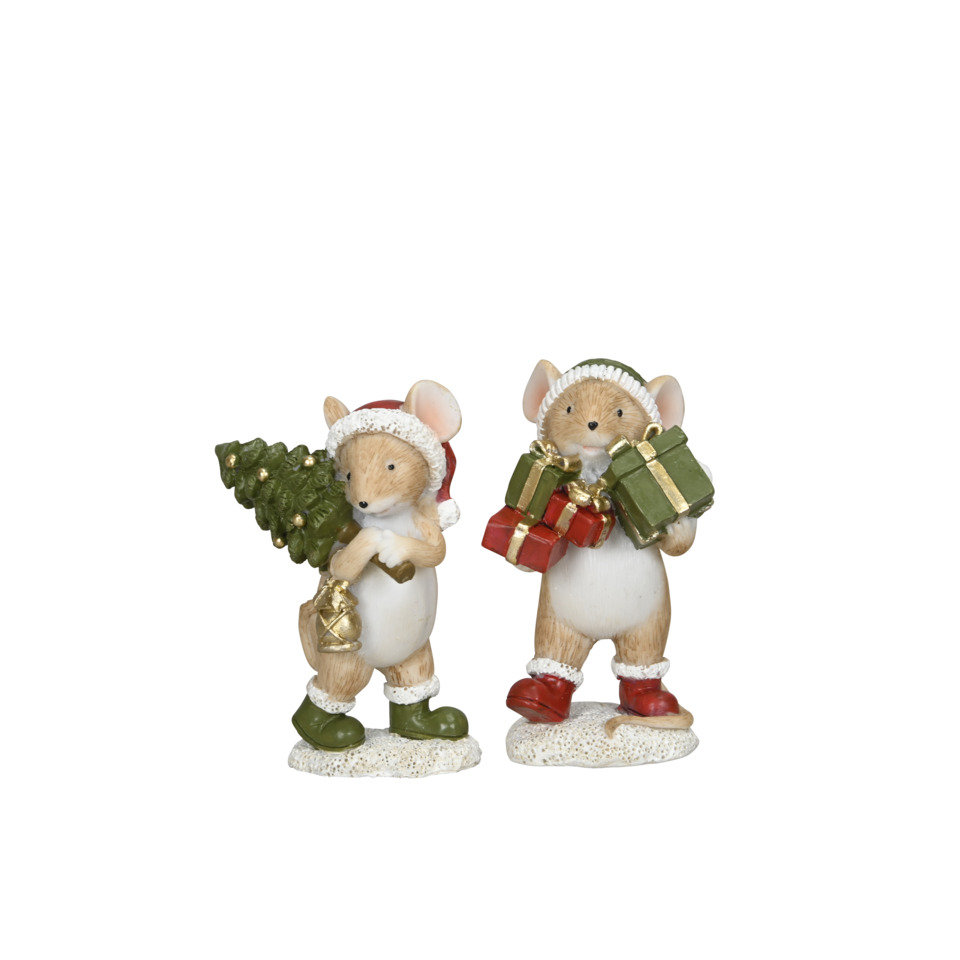 Weihnachtsfiguren, Mäuse, Geschenke, Tannenzweig, Winterglück