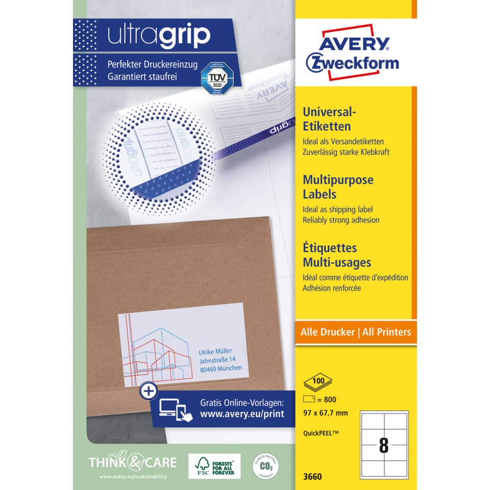 Universal-Labels, Vielzwecketiketten, Etiketten, Versandetiketten, Druckeretiketten