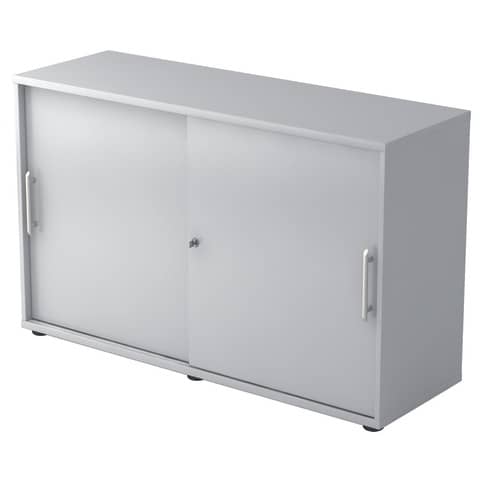 Schiebetürschrank - 2 OH, 120 x 40 x 74,8cm, Relinggriff, grau/grau HAMMERBACHER V1752S/5/5/RE