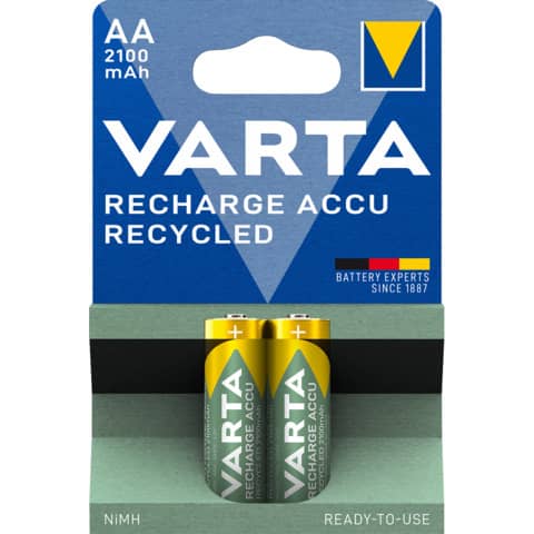 Batterie Akku Recycled, HR06/AA/Mignon, NiMH 2100 mAh, 2 Stück VARTA 56816 101 402