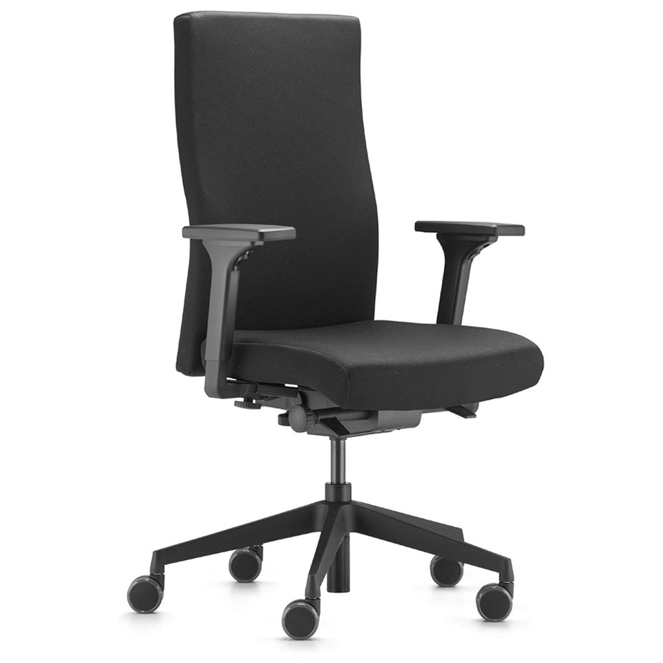 Bürostuhl, Schreibtischstuhl, Stuhl mit Armlehnen, Rollenstuhl, Schwarz,  Bürostuhl, gemütlich, schwarz, rollen, verstellbar