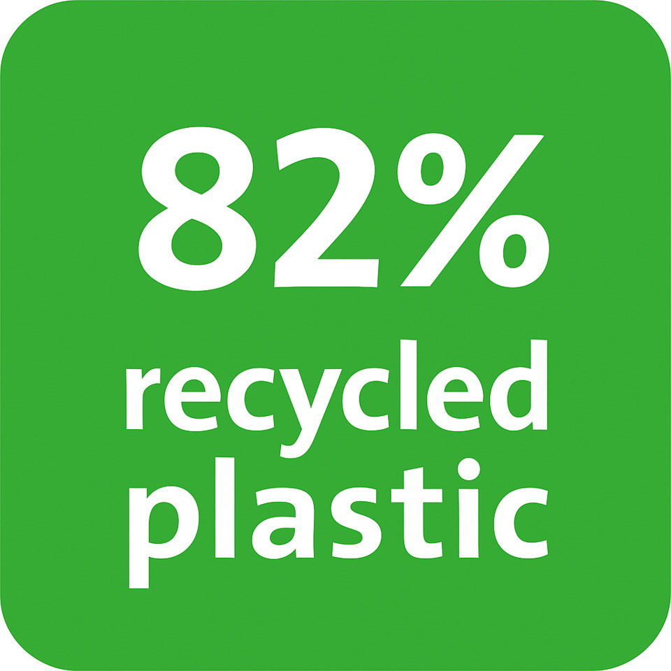 recyceltes, Kunststoff, grün, 82%?, Etikett
