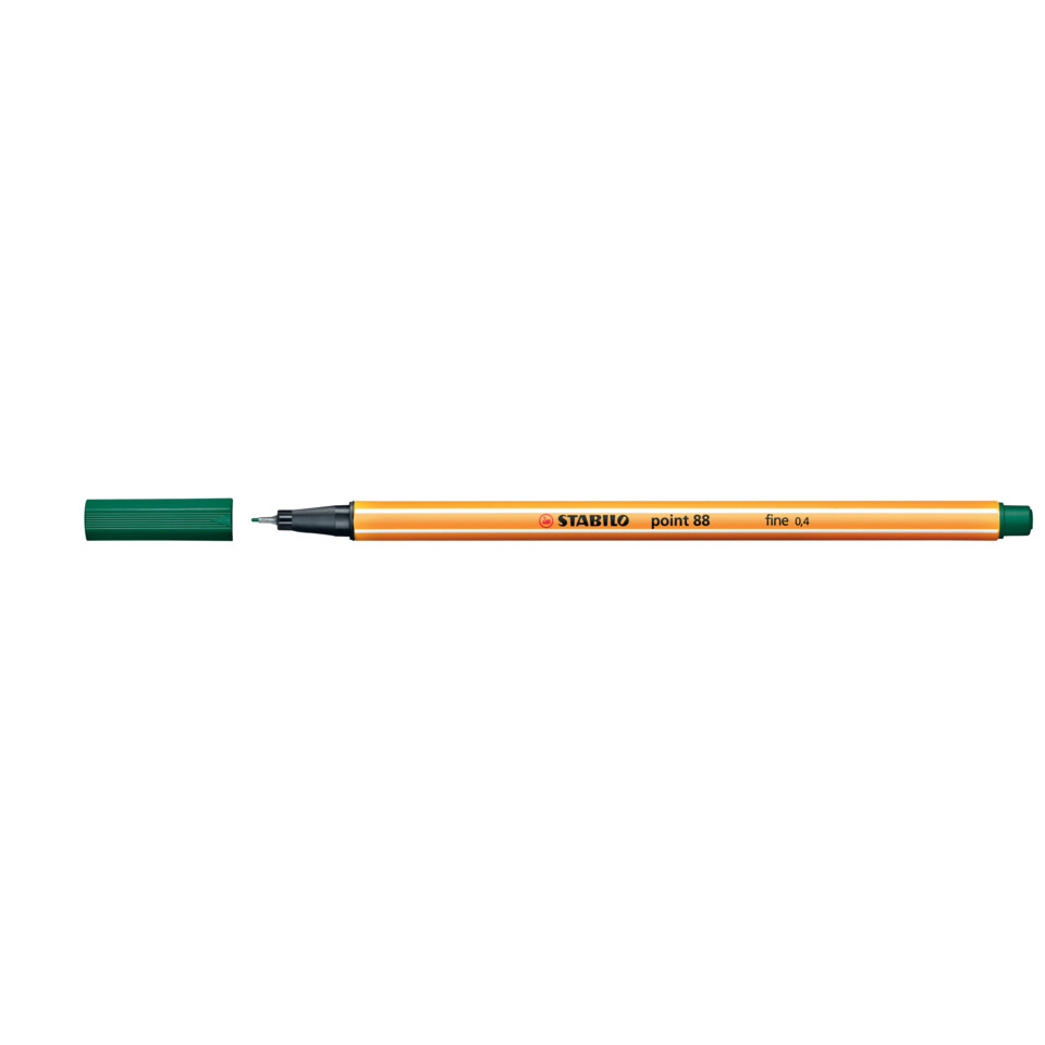 Marker, Fineliner, Orange, Grüner Deckel, Stabilo point 88