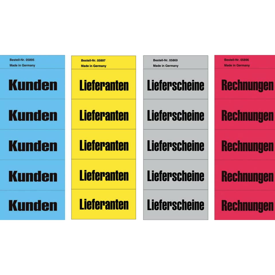 Kunden, Lieferanten, Lieferscheine, Rechnungen, Farbenblöcke