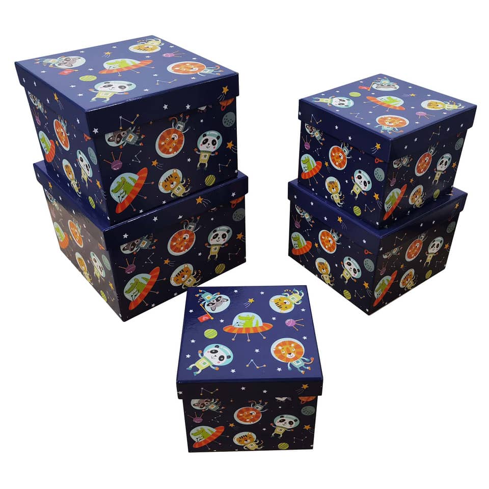 box, gift box, space theme, rocket, astronaut