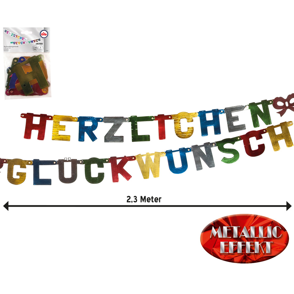 Buchstabenketten, Lichterkette, Metallic, Bunt, Wanddekoration
