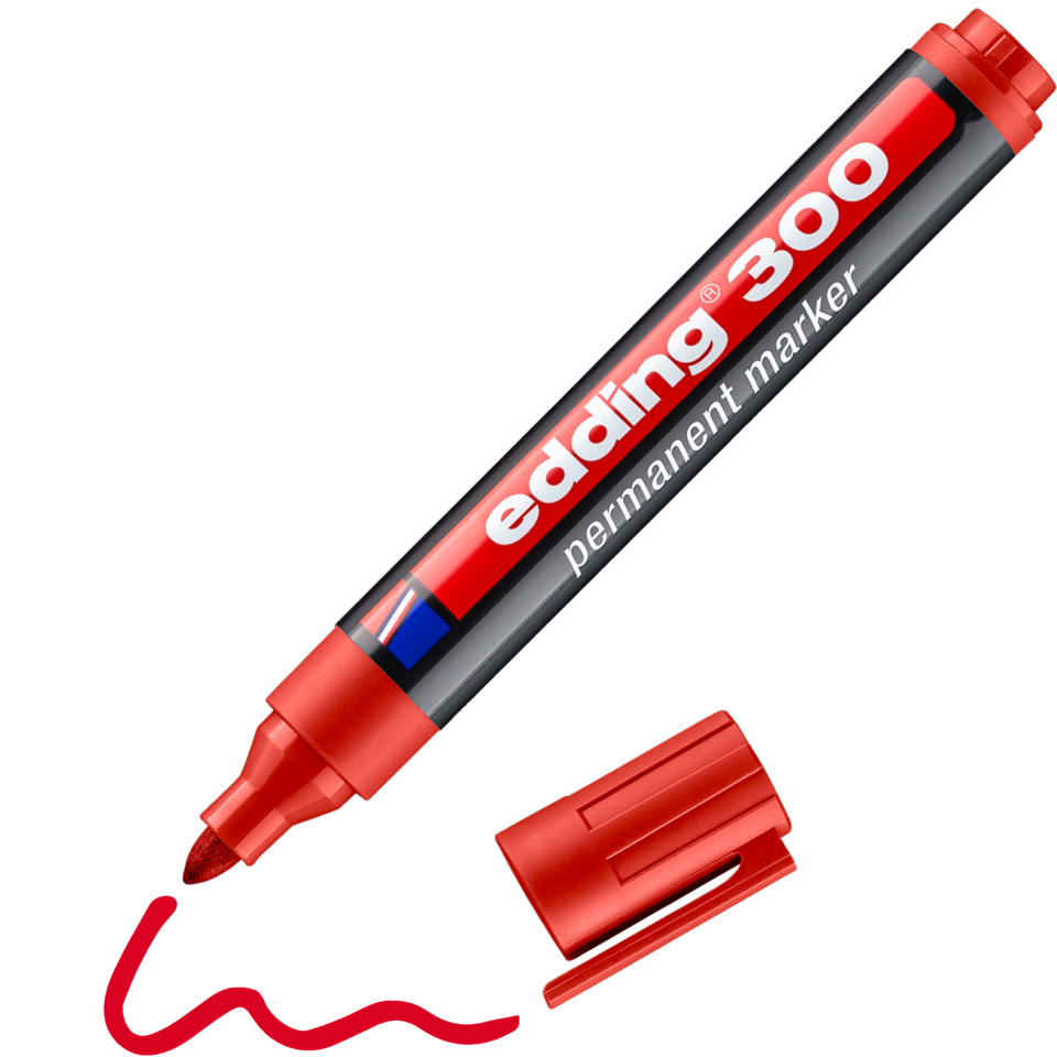 Permanentmarker, Roter Marker, Spitzenspitze, Alkoholbasierter, Edding 3000
