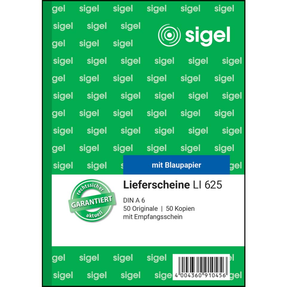 gel, sigel, mit Blaupapier, Lieferscheine LI 625, DIN A6