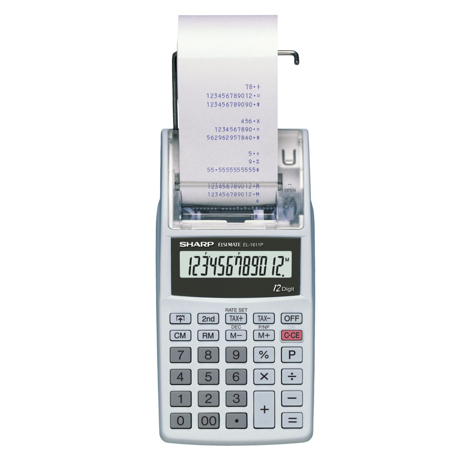 Taschenrechner, Kassierer, Drucker, Elektronischer, 12-stelliger Display
