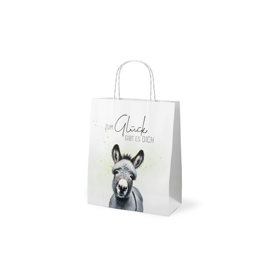 Tasche, Geschenkverpackung, Donkey Illustration, weiß, Umschlag-Design