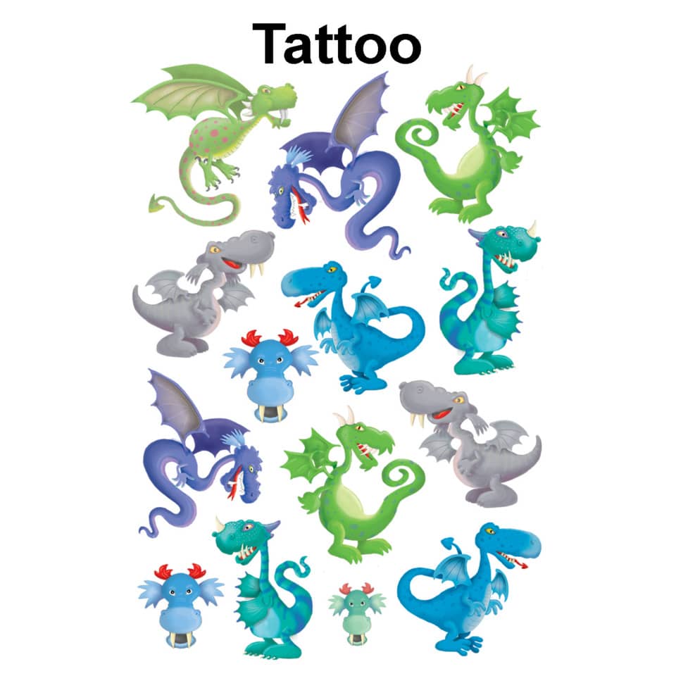 Drachen-Illustration, Drachen, Tattoo-Aufkleber, Farbige Drachen, Kinderaufkleber
