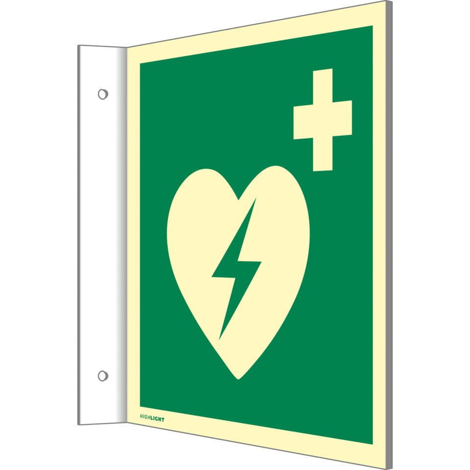Ersthilfe-Poster, Herz mit Blitz, Notfallbild, Erste-Hilfe-Aushang, Piktogramm Notfall