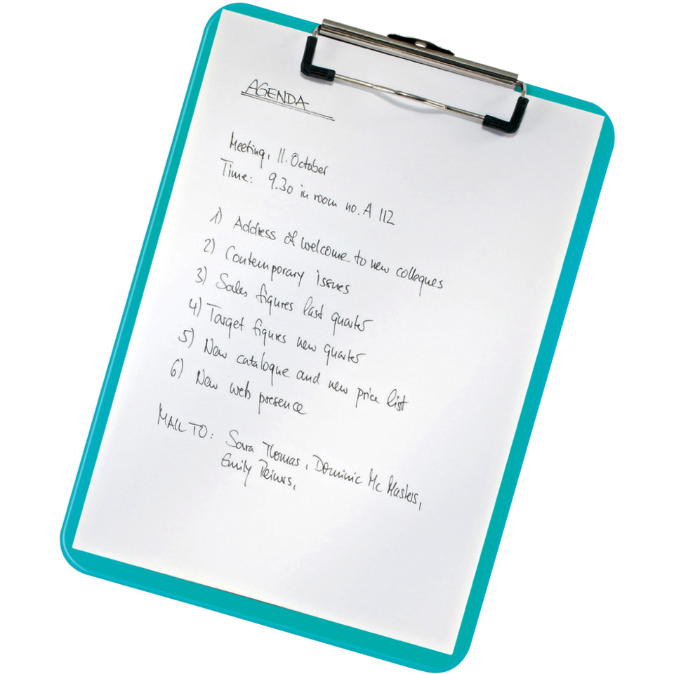clipboard, notepad, clip, schreiben, agenda, clipboard, clipboard board, teal frame, white paper, notepad notes