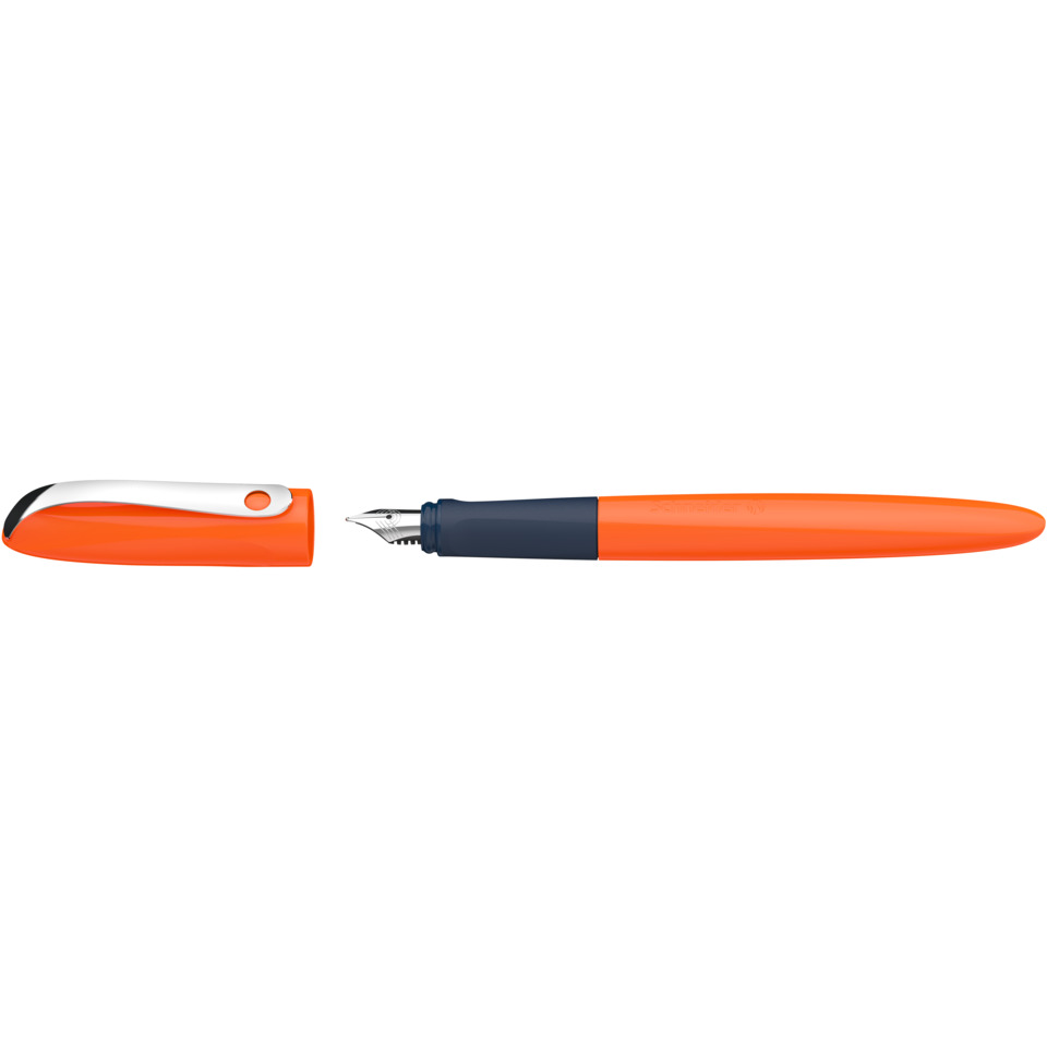 Fountain pen, Orange pen, Nib, Cap, Plastic