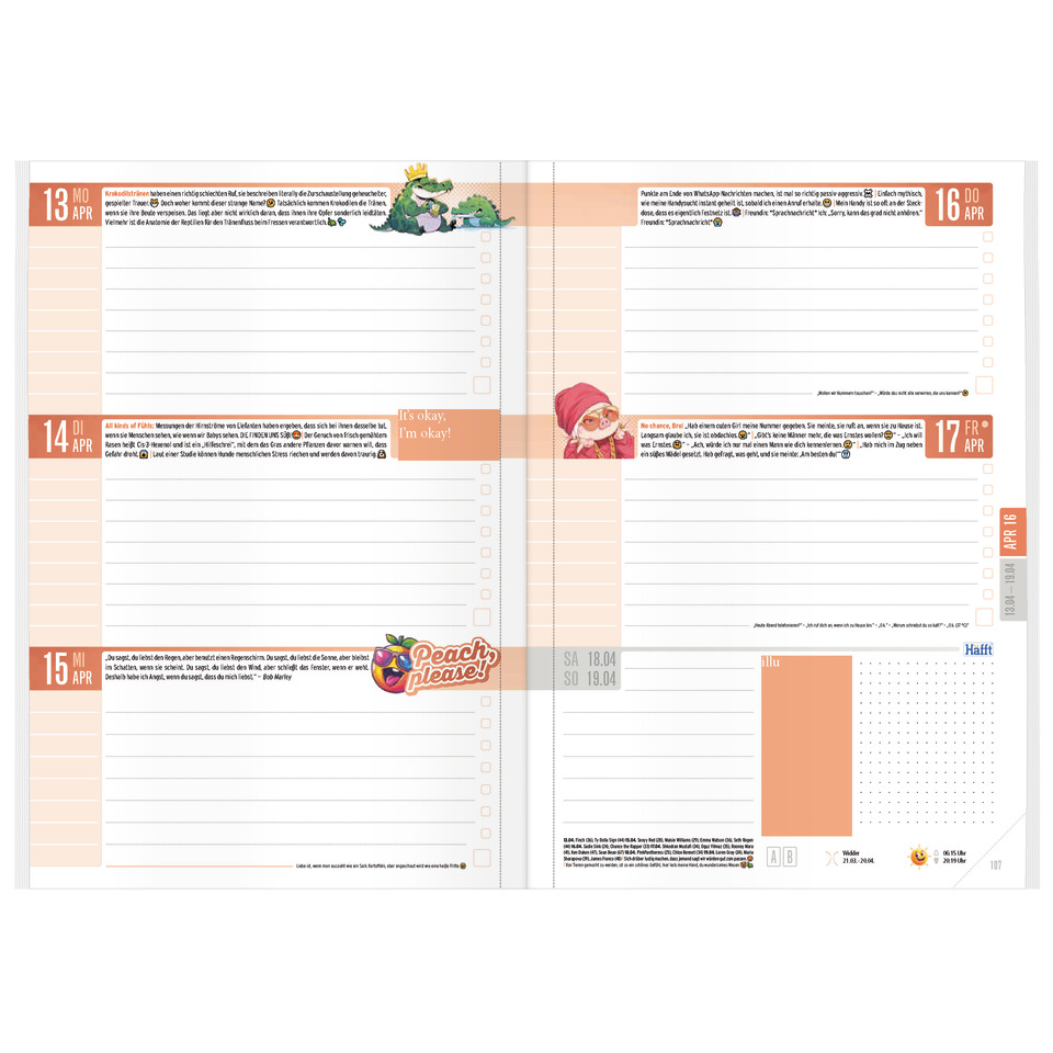 Seite, Text, Seite, Text, Person