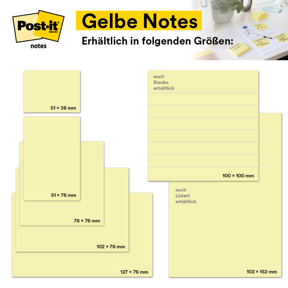 Post-it Notes, Gelbe Notizen, Notizblock, Klebepunkte, Sticky Notes