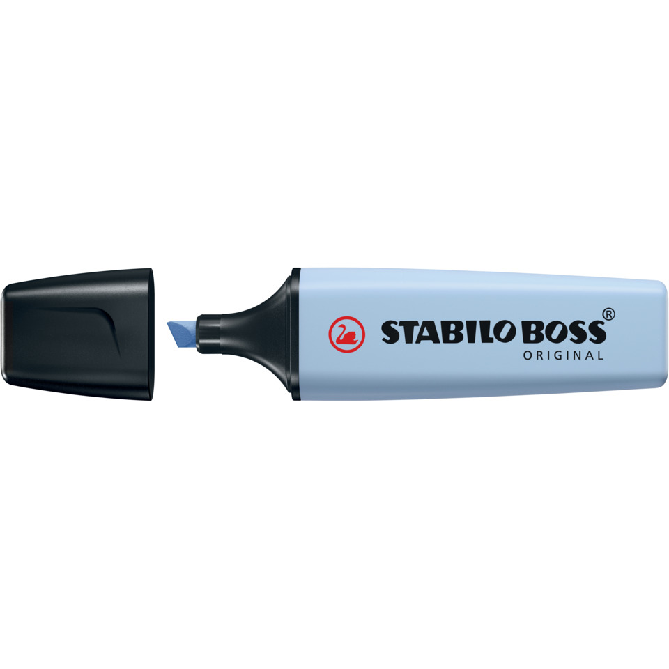 Highlighter, Marker, Chisel tip, Blue body, Stabilo Boss, Korrekturstift, Korrekturstift, Kunststoffhülse, Blau, Original