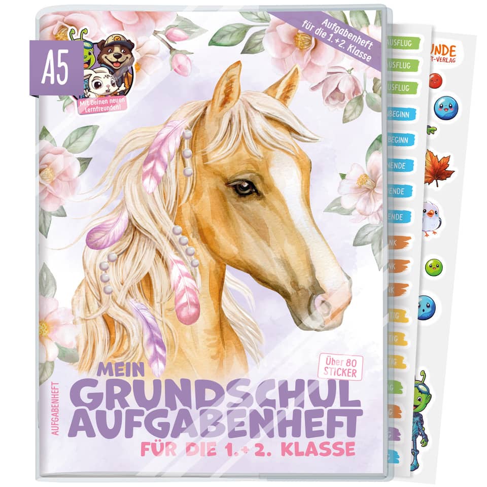 Grundschule, Aufgabenheft, Hengst, Pferd, Sticker