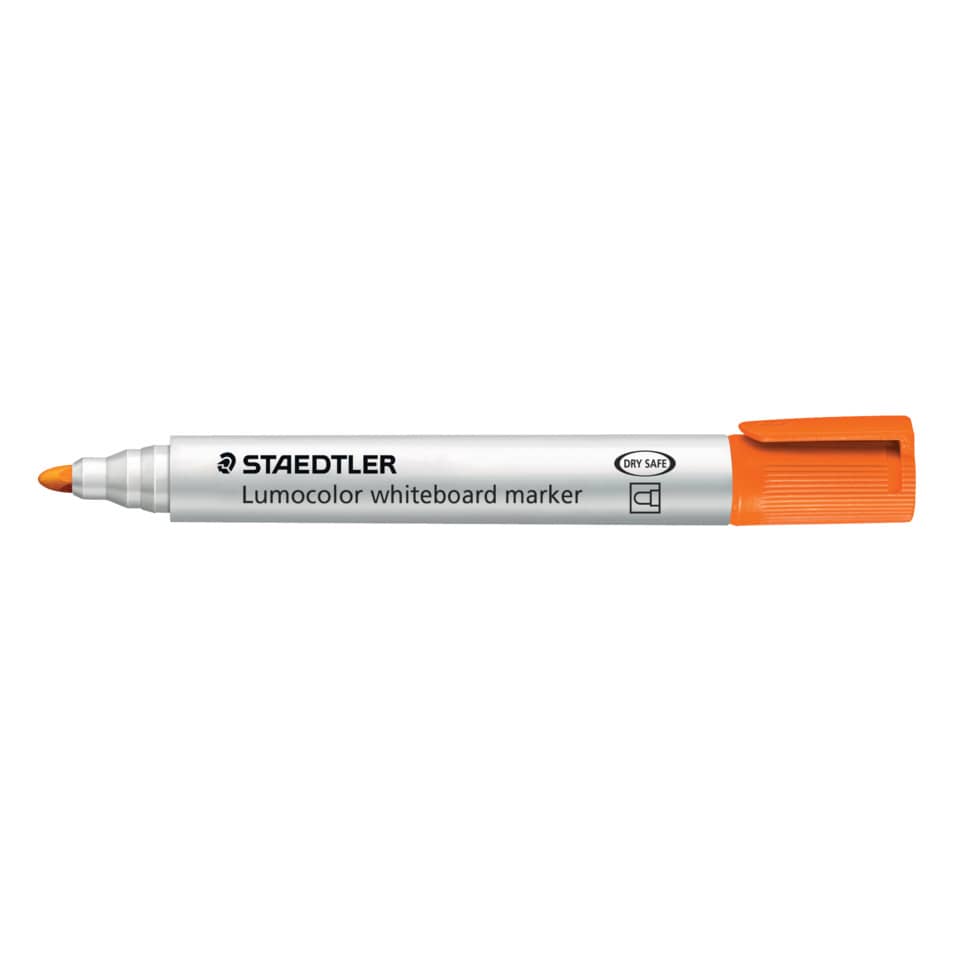 whiteboard marker, orange cap, trockensicherung, Staedtler, Lumocolor